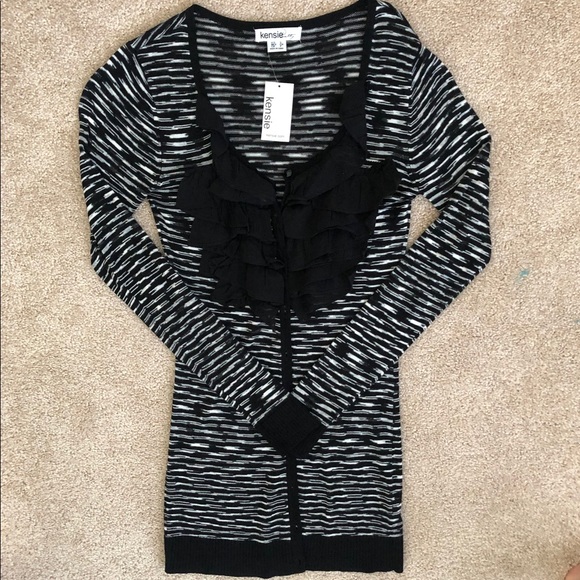 Cardigan black and white Kensie Size S - Picture 4 of 7